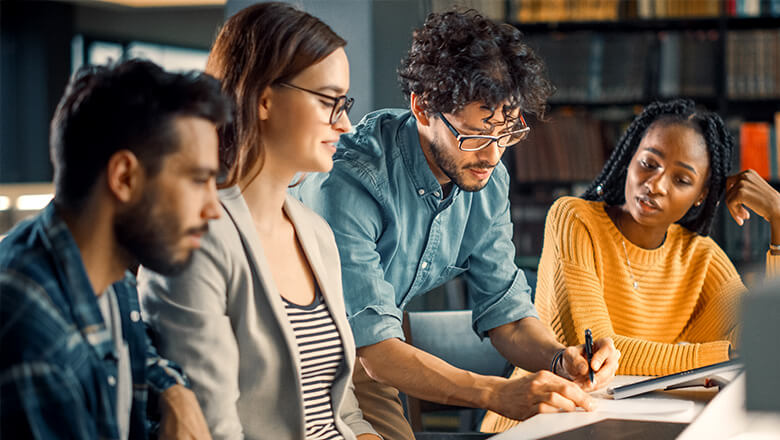 Four individuals in a school